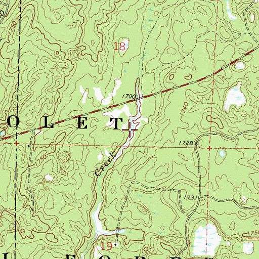 Topographic Map of Eastern Continental Divide Point of Interest, WI