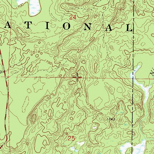 Topographic Map of Anvil Lake Trail System, WI