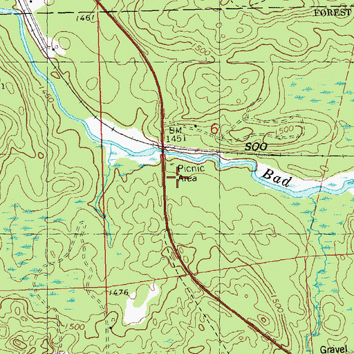 Topographic Map of Bad River Recreation Site, WI