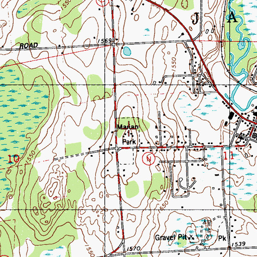 Topographic Map of Marian Park, WI