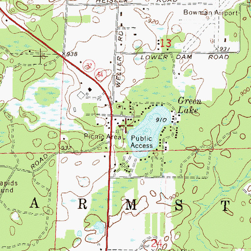 Topographic Map of Green Lake Picnic Area, WI