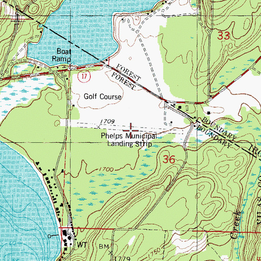 Topographic Map of Phelps Municipal Landing Strip (historical), WI