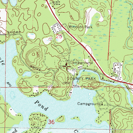 Topographic Map of Oconton County Park Campground, WI