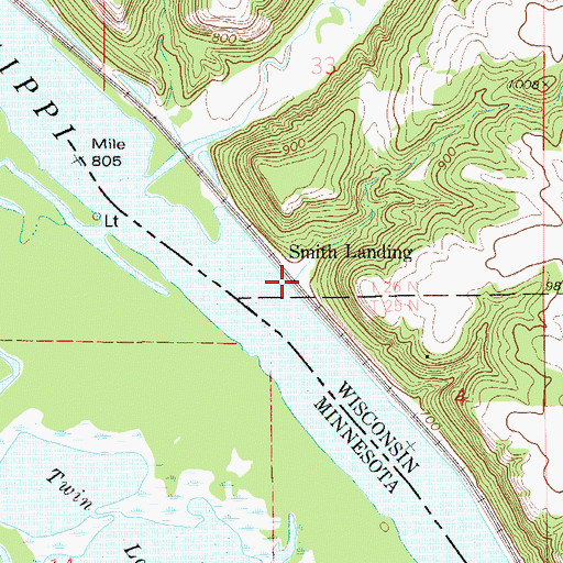Topographic Map of Smith Landing, WI