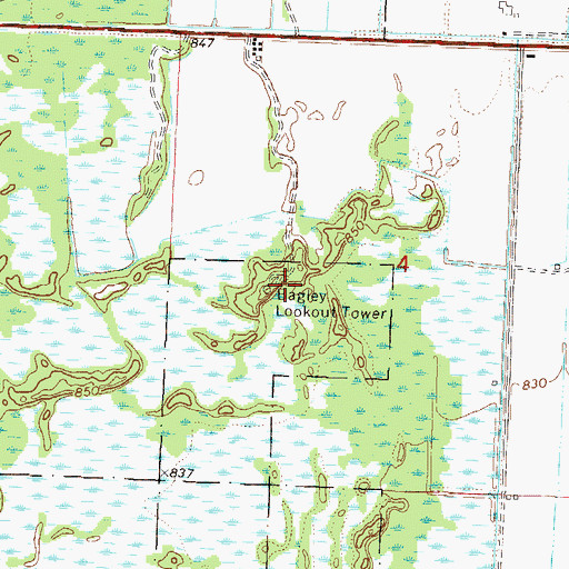 Topographic Map of Bagley Lookout Tower, WI