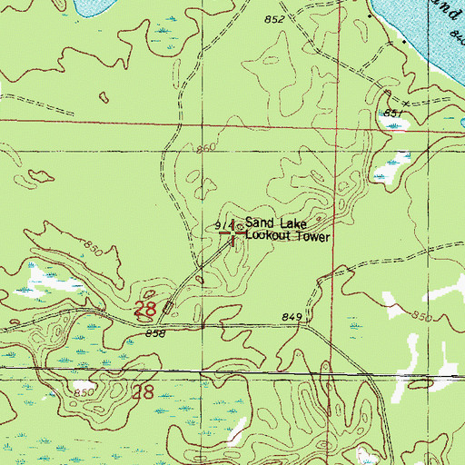 Topographic Map of Sand Lake Lookout Tower, WI