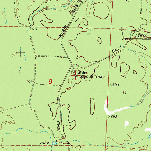 Topographic Map of Stiles Lookout Tower, WI