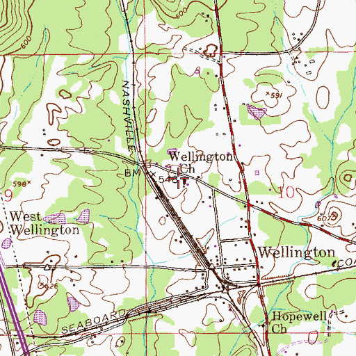 Topographic Map of Wellington Baptist Church, AL