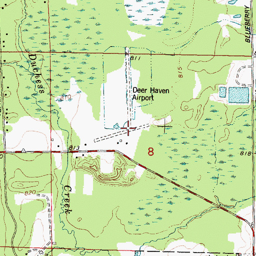 Topographic Map of Deer Haven Ranch Airport, WI