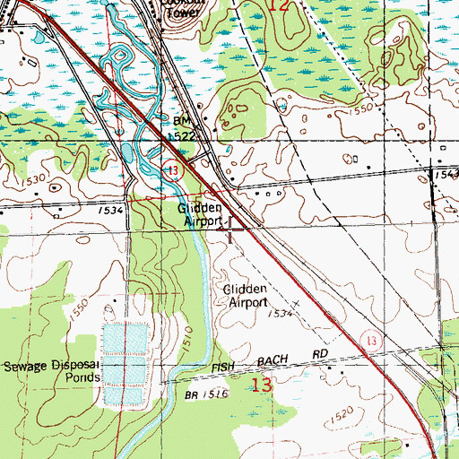Topographic Map of Glidden Municipal Airport (historical), WI