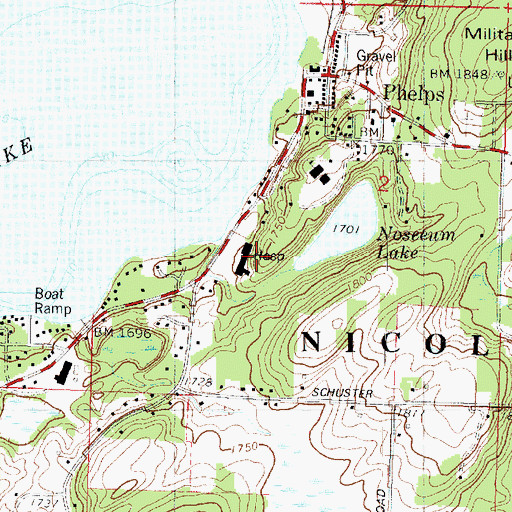 Topographic Map of Northwoods Hospital Heliport, WI