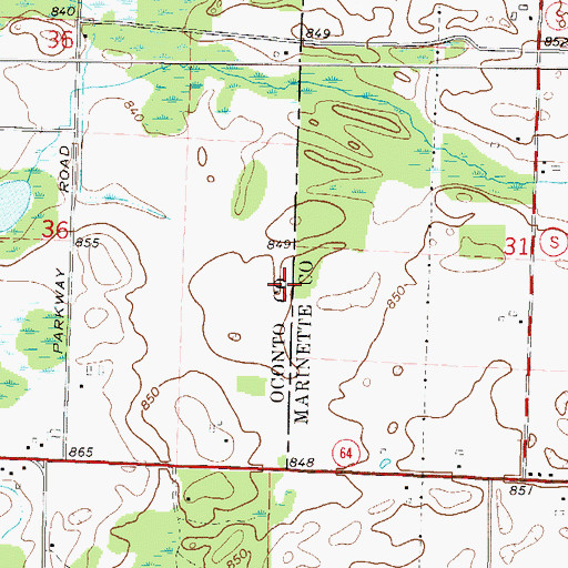 Topographic Map of Buds Landing Airport, WI