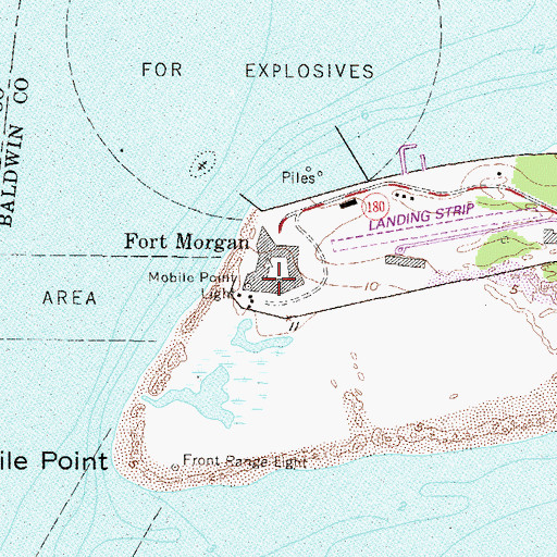 Topographic Map of Battery Duportail (historical), AL