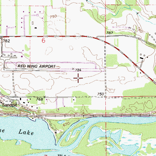 Topographic Map of Red Wing Regional Airport, WI