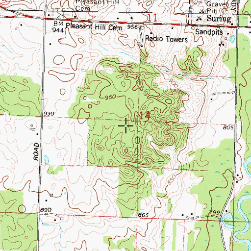 Topographic Map of WRVM-FM (Suring), WI