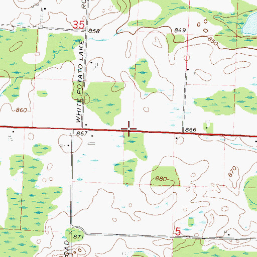 Topographic Map of Town of Brazeau, WI