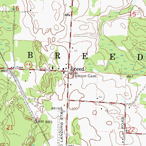 Topographic Map of Town of Breed, WI