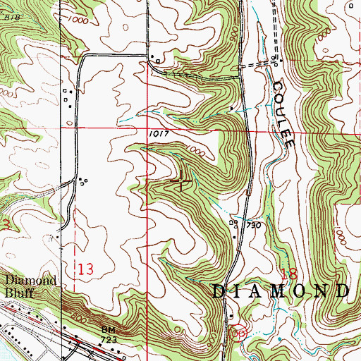 Topographic Map of Town of Diamond Bluff, WI