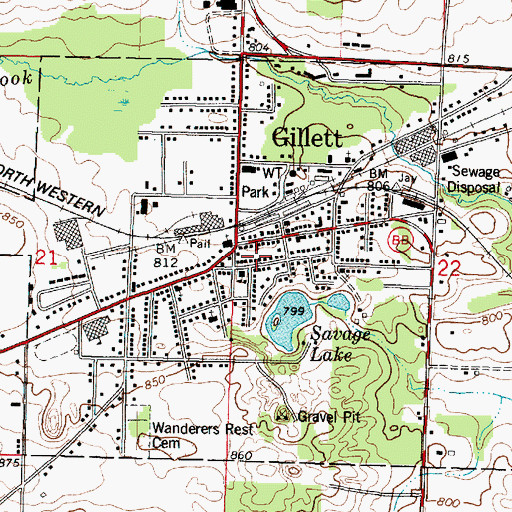 Topographic Map of City of Gillett, WI