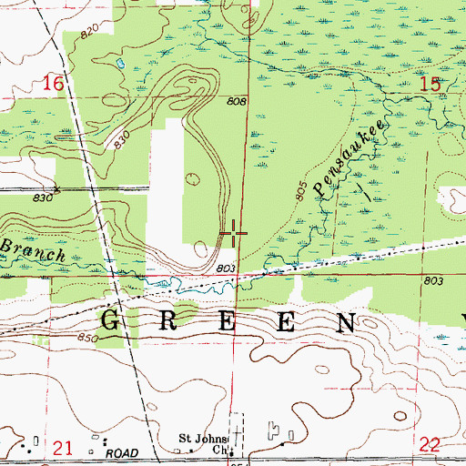 Topographic Map of Town of Green Valley, WI