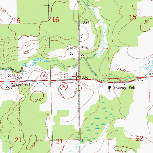 Topographic Map of Town of Holway, WI