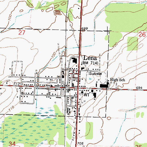 Topographic Map of Village of Lena, WI