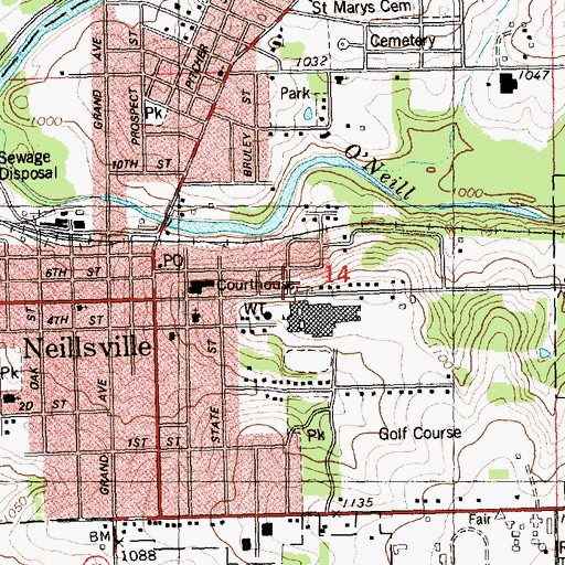 Topographic Map of City of Neillsville, WI