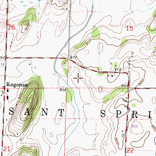 Topographic Map of Town of Pleasant Springs, WI