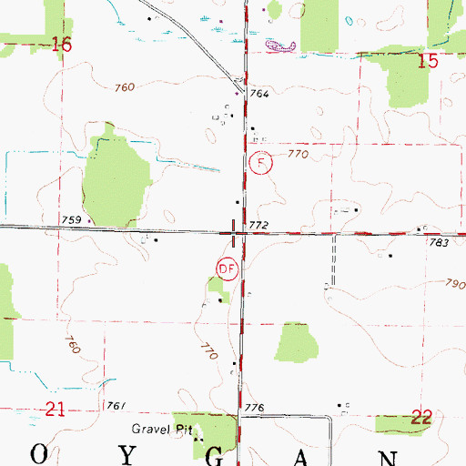 Topographic Map of Town of Poygan, WI