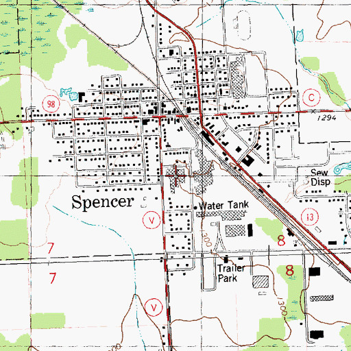 Topographic Map of Village of Spencer, WI