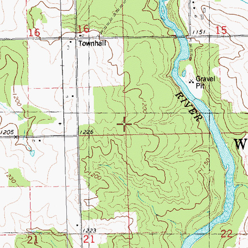 Topographic Map of Town of Warner, WI