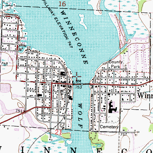 Topographic Map of Village of Winneconne, WI