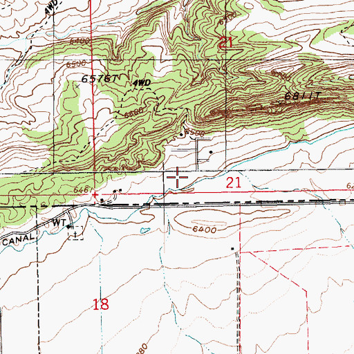 Topographic Map of Sheep Creek Canal, WY