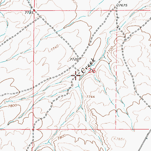 Topographic Map of Boulder Creek, WY