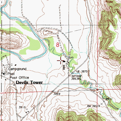 Topographic Map of Campstool Ranch, WY