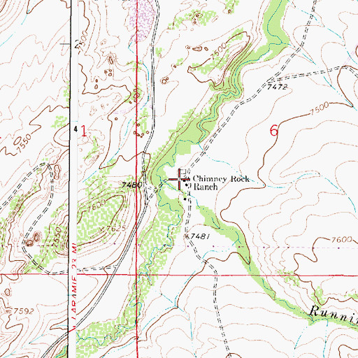 Topographic Map of Chimney Rock Ranch, WY