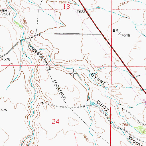Topographic Map of Dirty Woman Draw, WY