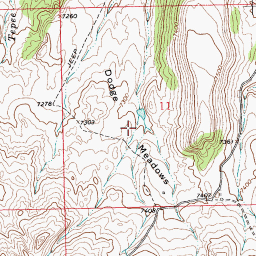 Topographic Map of Dodge Meadows, WY