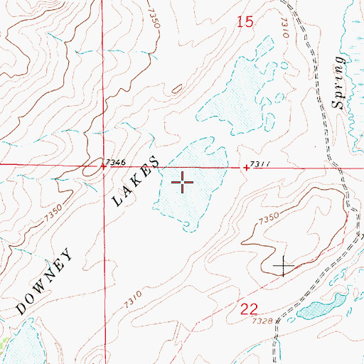 Topographic Map of Downey Lakes, WY