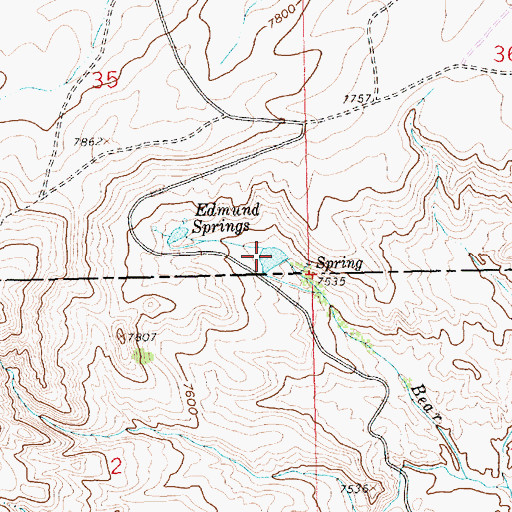 Topographic Map of Edmund Springs, WY