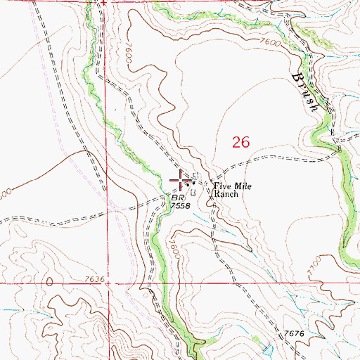 Topographic Map of Five Mile Ranch, WY