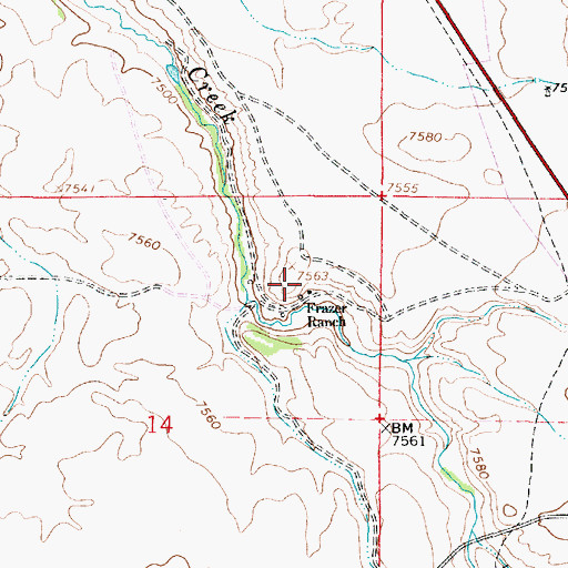 Topographic Map of Frazer Ranch, WY