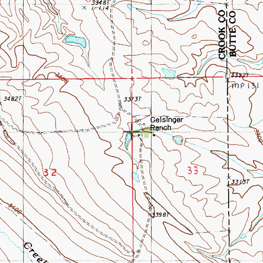 Topographic Map of Geisinger Ranch, WY