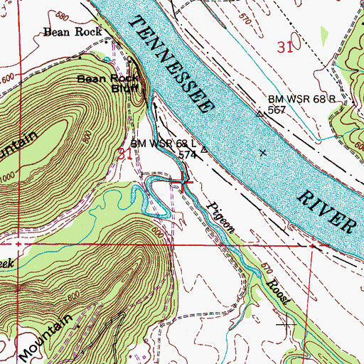 Topographic Map of Pigeon Roost Creek, AL