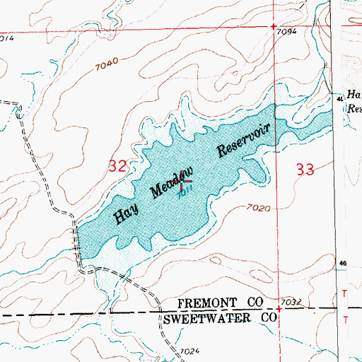 Topographic Map of Hay Meadow Reservoir, WY