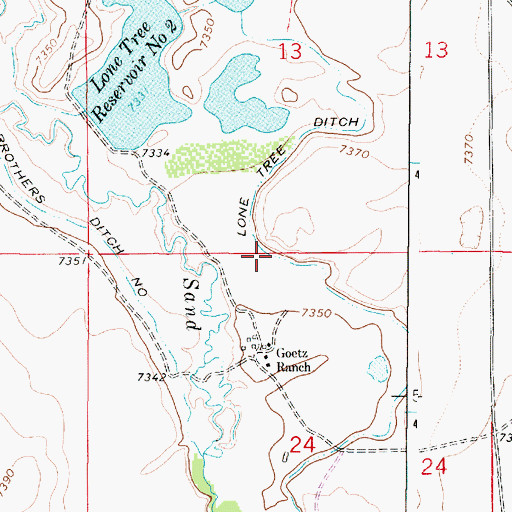 Topographic Map of Lone Tree Ditch, WY