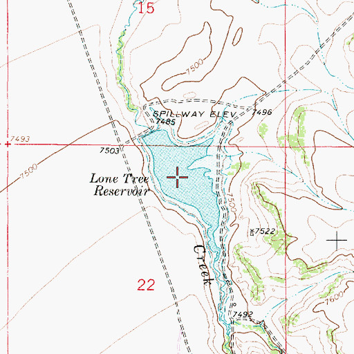 Topographic Map of Lone Tree Reservoir, WY