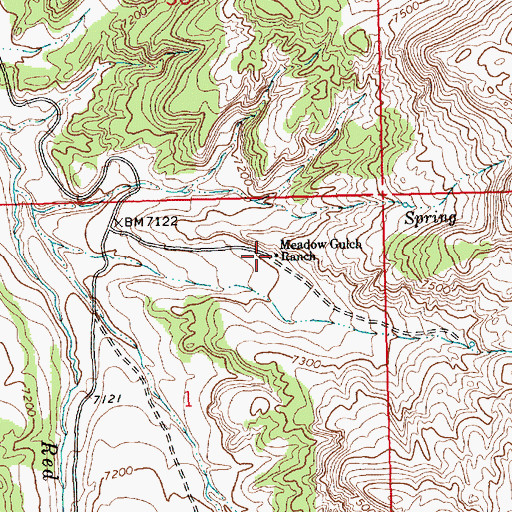 Topographic Map of Meadow Gulch Ranch, WY