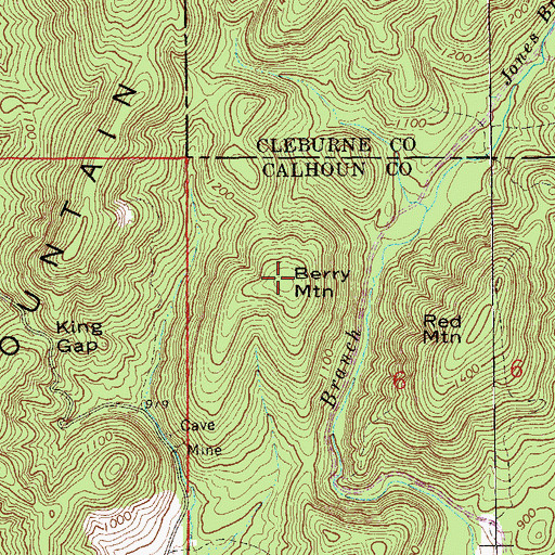 Topographic Map of Berry Mountain, AL