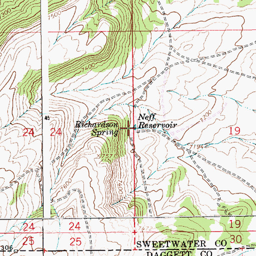 Topographic Map of Neff Reservoir, WY